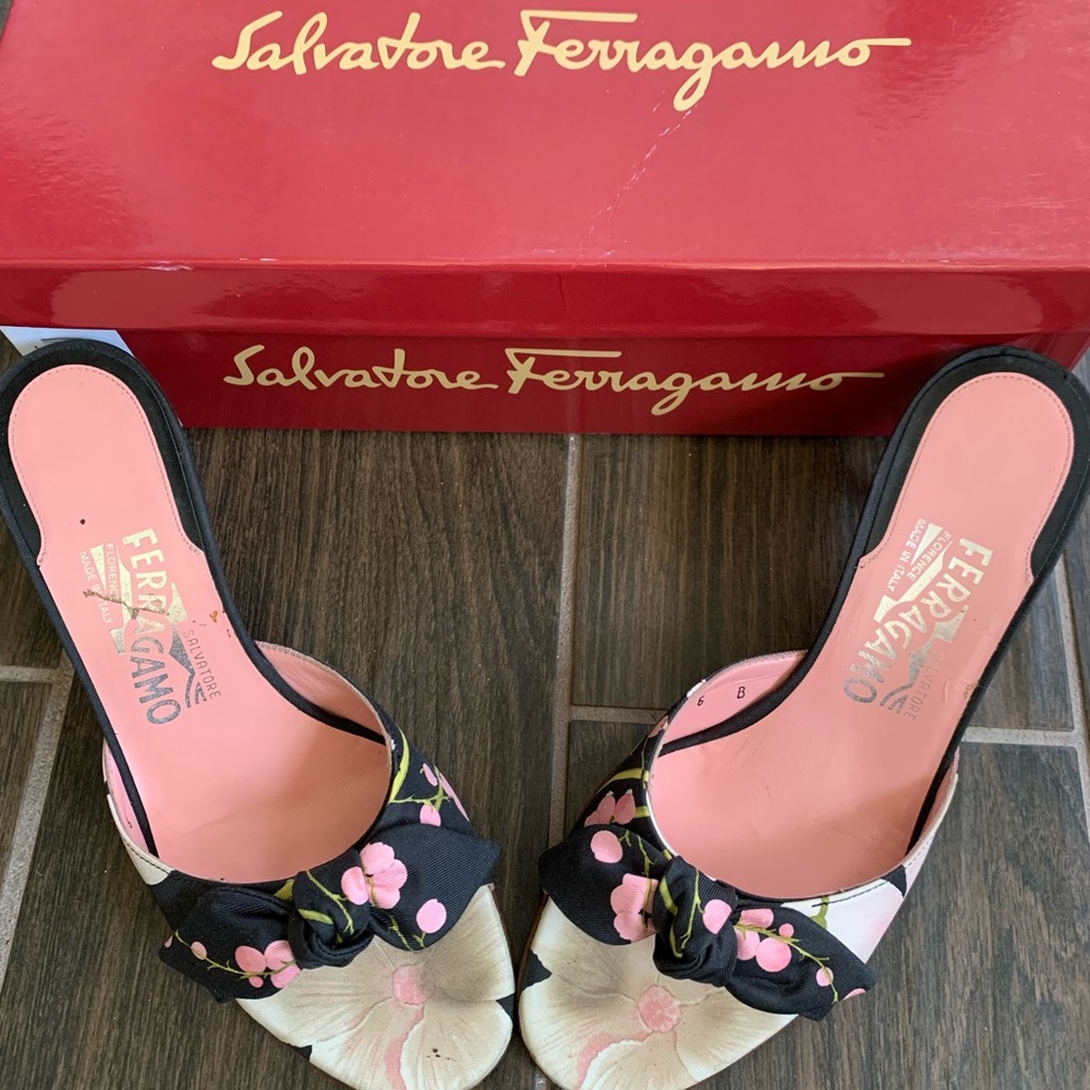 Salvatore Ferragamo kitten heels. Barely worn!